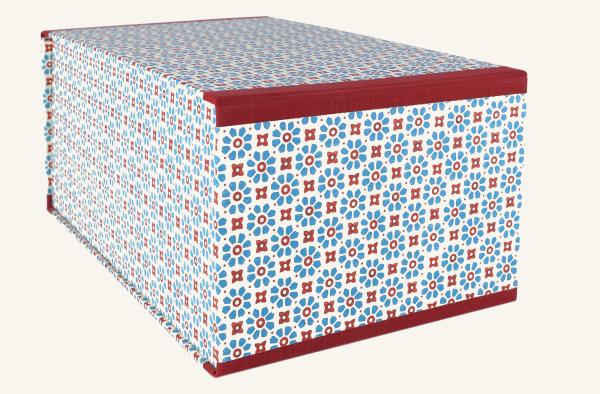 Spacious dark blue photo box with compartments